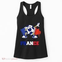 France Soccer Shirt Dabbing Soccer Ball French Flag Women's Tank Top thumb 0