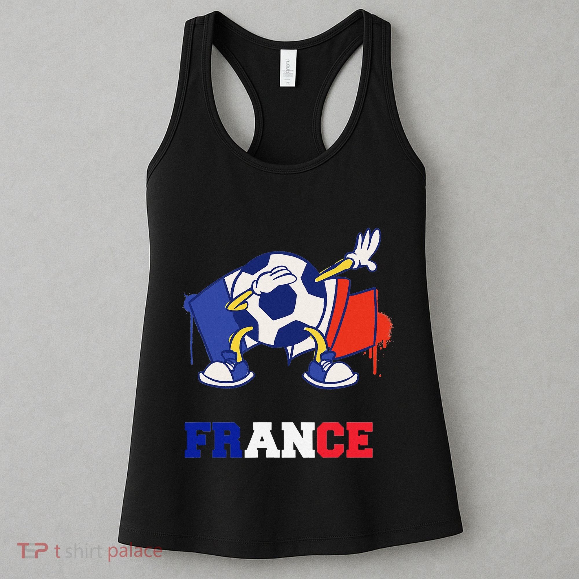 France Soccer Shirt Dabbing Soccer Ball French Flag Women's Tank Top