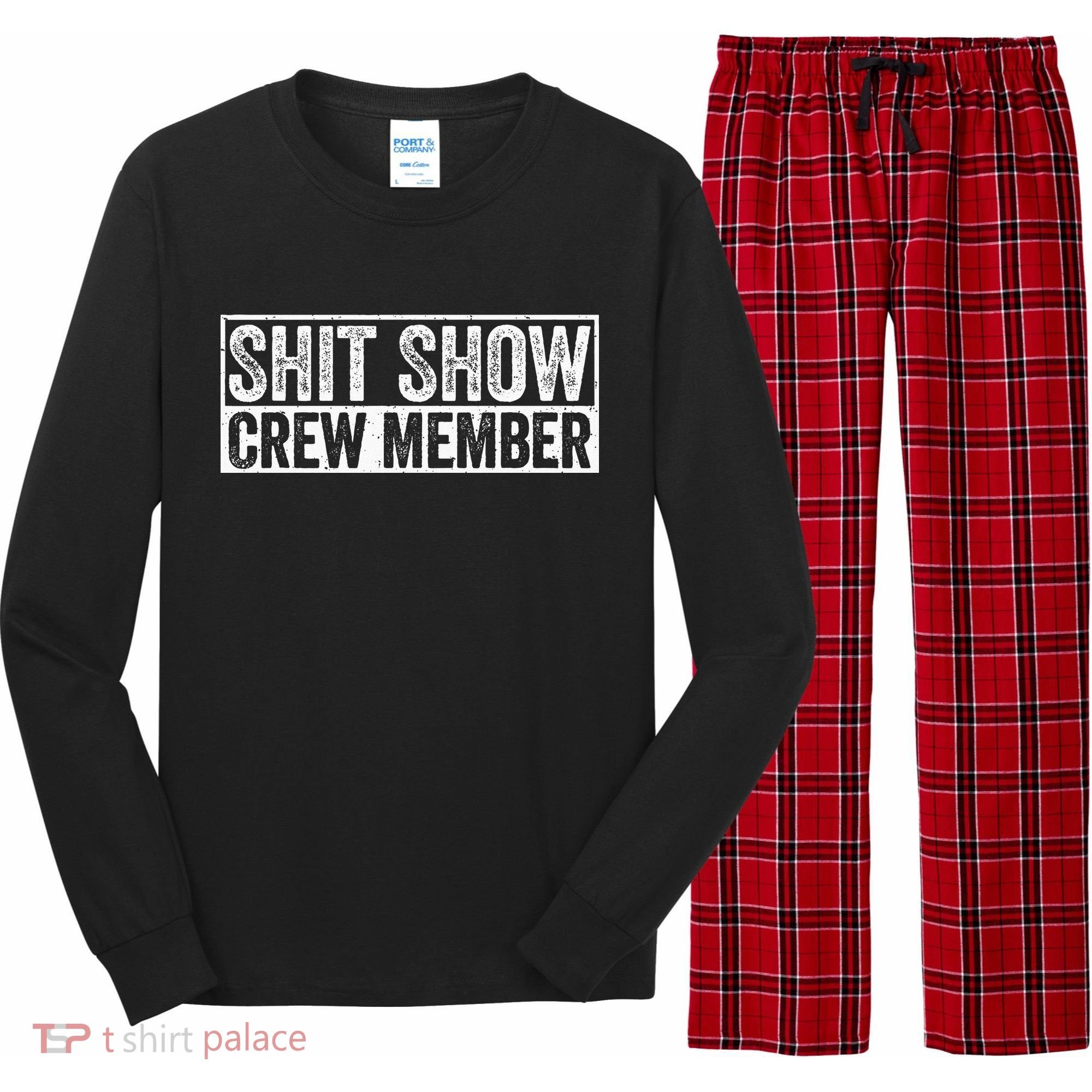 Funny Shit Show Crew Member Long Sleeve Pajama Set