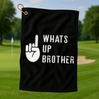 Funny Sketch Streamer Whats Up Brother Gift Golf Towel thumb 1