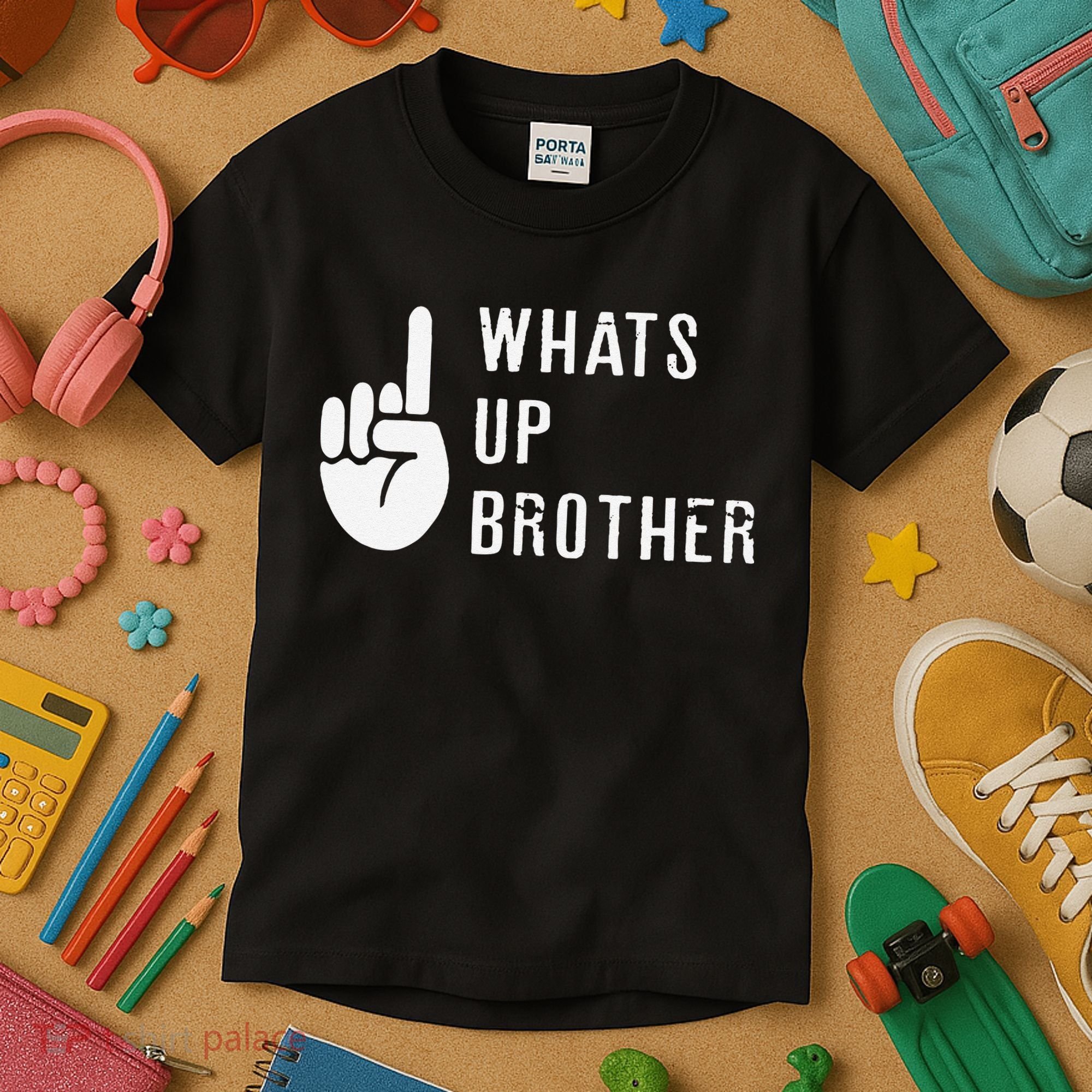 Funny Sketch Streamer Whats Up Brother Gift Kids T-Shirt