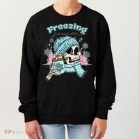 Freezing Season Skeleton Drinking Coffee Funny Winter Women's Sweatshirt thumb 0
