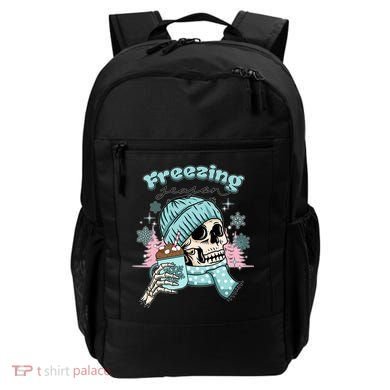 Freezing Season Skeleton Drinking Coffee Funny Winter Backpack