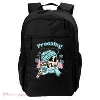 Freezing Season Skeleton Drinking Coffee Funny Winter Backpack thumb 0