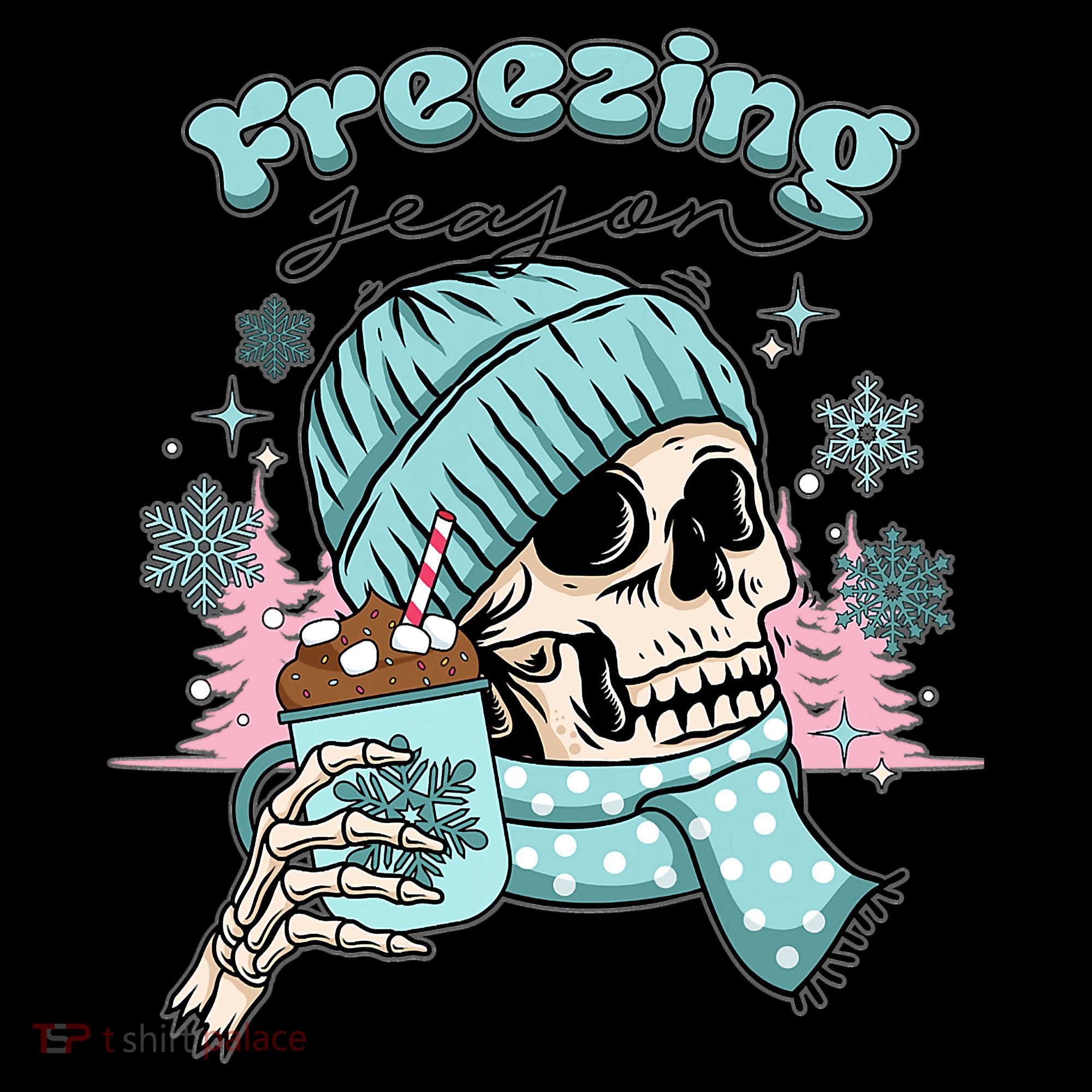 Freezing Season Skeleton Drinking Coffee Funny Winter Coaster