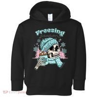 Freezing Season Skeleton Drinking Coffee Funny Winter Toddler Hoodie thumb 0
