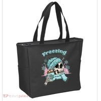 Freezing Season Skeleton Drinking Coffee Funny Winter Tote Bag thumb 2