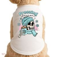 Freezing Season Skeleton Drinking Coffee Funny Winter Doggie Tank thumb 0