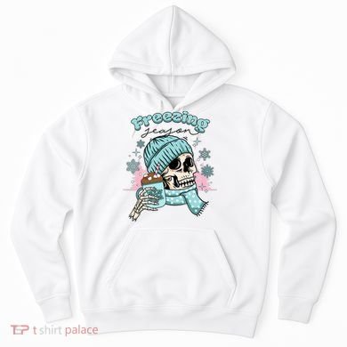Freezing Season Skeleton Drinking Coffee Funny Winter Hoodie