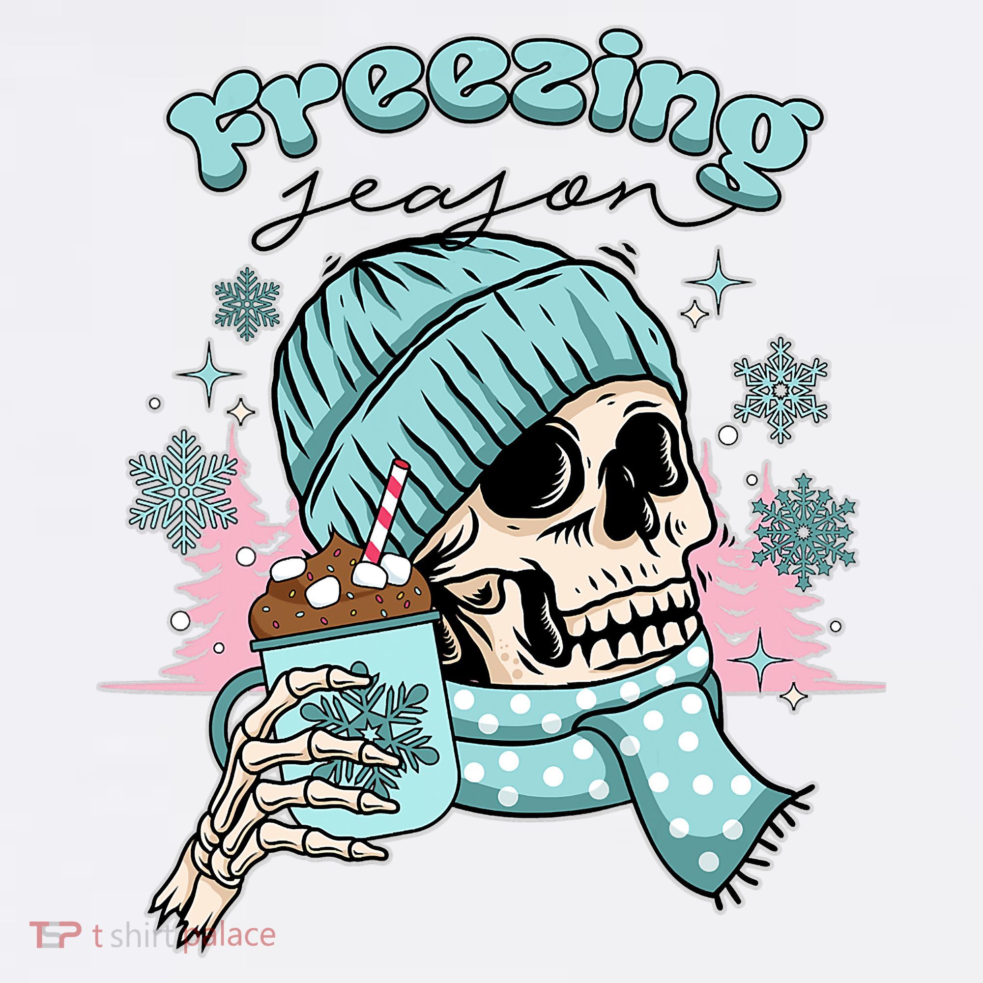 Freezing Season Skeleton Drinking Coffee Funny Winter Apron