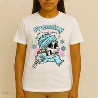 Freezing Season Skeleton Drinking Coffee Funny Winter T-Shirt thumb 4
