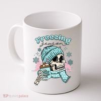 Freezing Season Skeleton Drinking Coffee Funny Winter Coffee Mug thumb 0