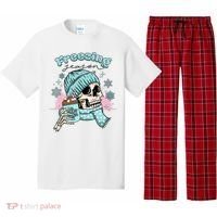Freezing Season Skeleton Drinking Coffee Funny Winter Pajama Set thumb 0