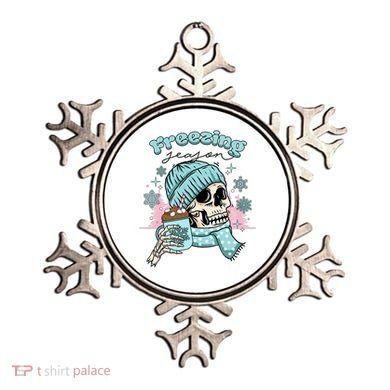 Freezing Season Skeleton Drinking Coffee Funny Winter Ornament