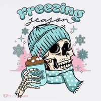 Freezing Season Skeleton Drinking Coffee Funny Winter Ornament thumb 1