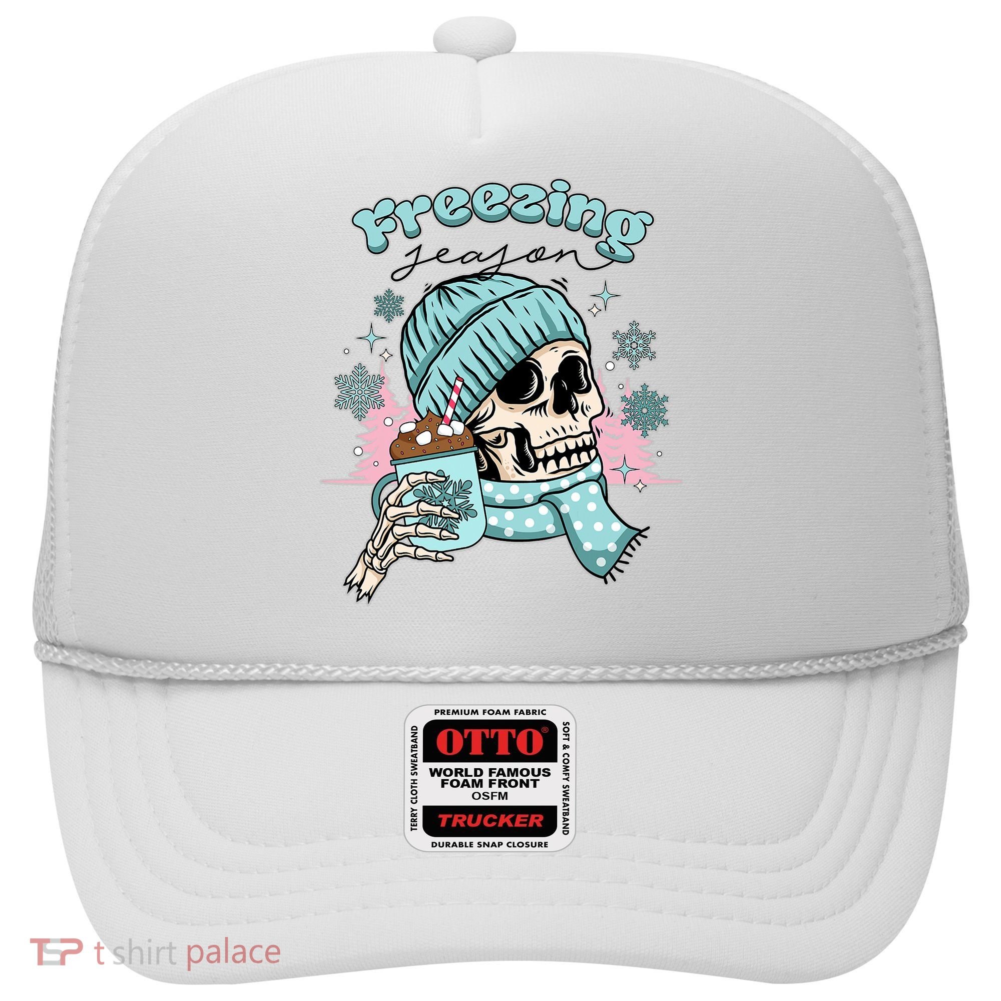 Freezing Season Skeleton Drinking Coffee Funny Winter Hat