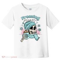 Freezing Season Skeleton Drinking Coffee Funny Winter Toddler T-Shirt thumb 0