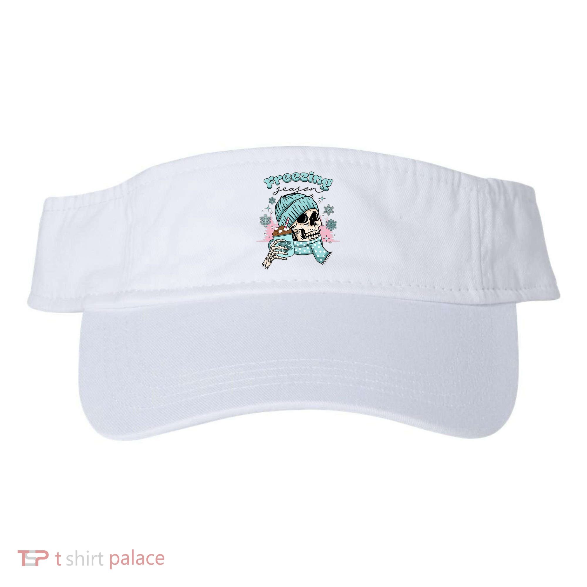 Freezing Season Skeleton Drinking Coffee Funny Winter Visor