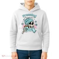 Freezing Season Skeleton Drinking Coffee Funny Winter Kids Hoodie thumb 4