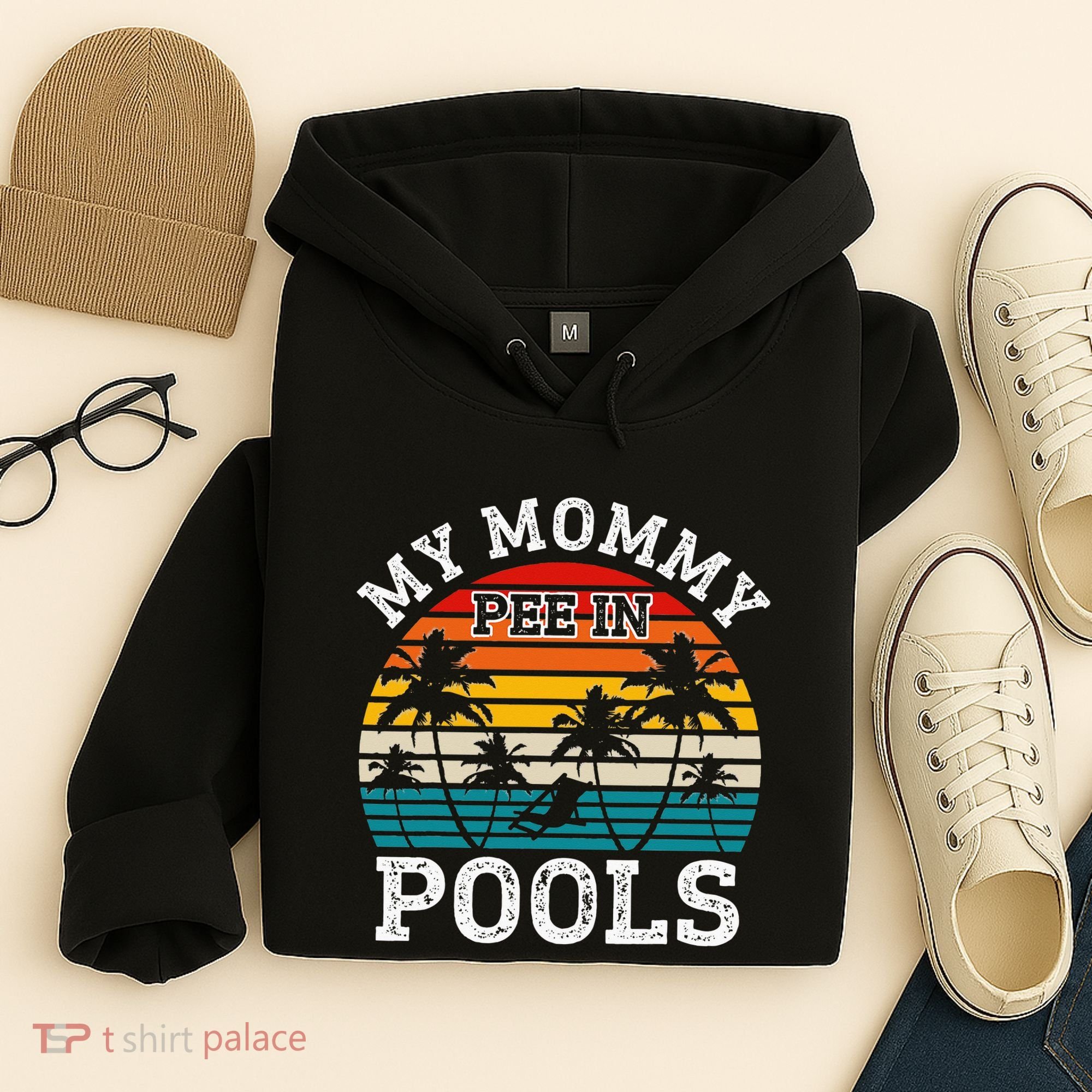 Funny Swimmer Swimming Vacation Retro Mommy Pee In Pools Hoodie