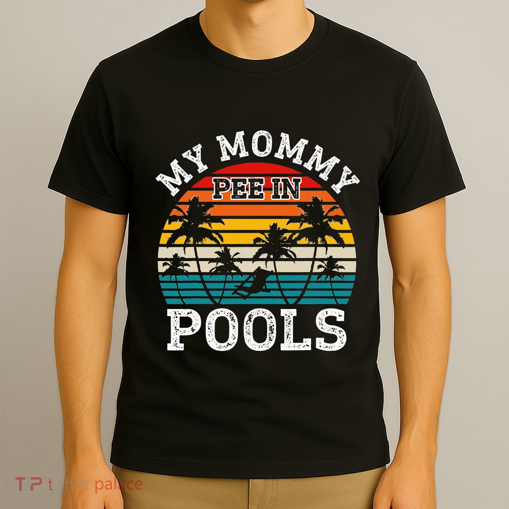 Funny Swimmer Swimming Vacation Retro Mommy Pee In Pools T-Shirt