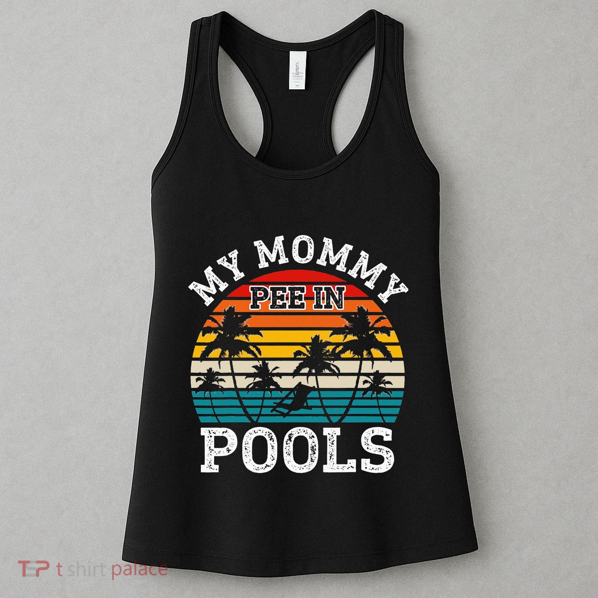 Funny Swimmer Swimming Vacation Retro Mommy Pee In Pools Women's Tank Top