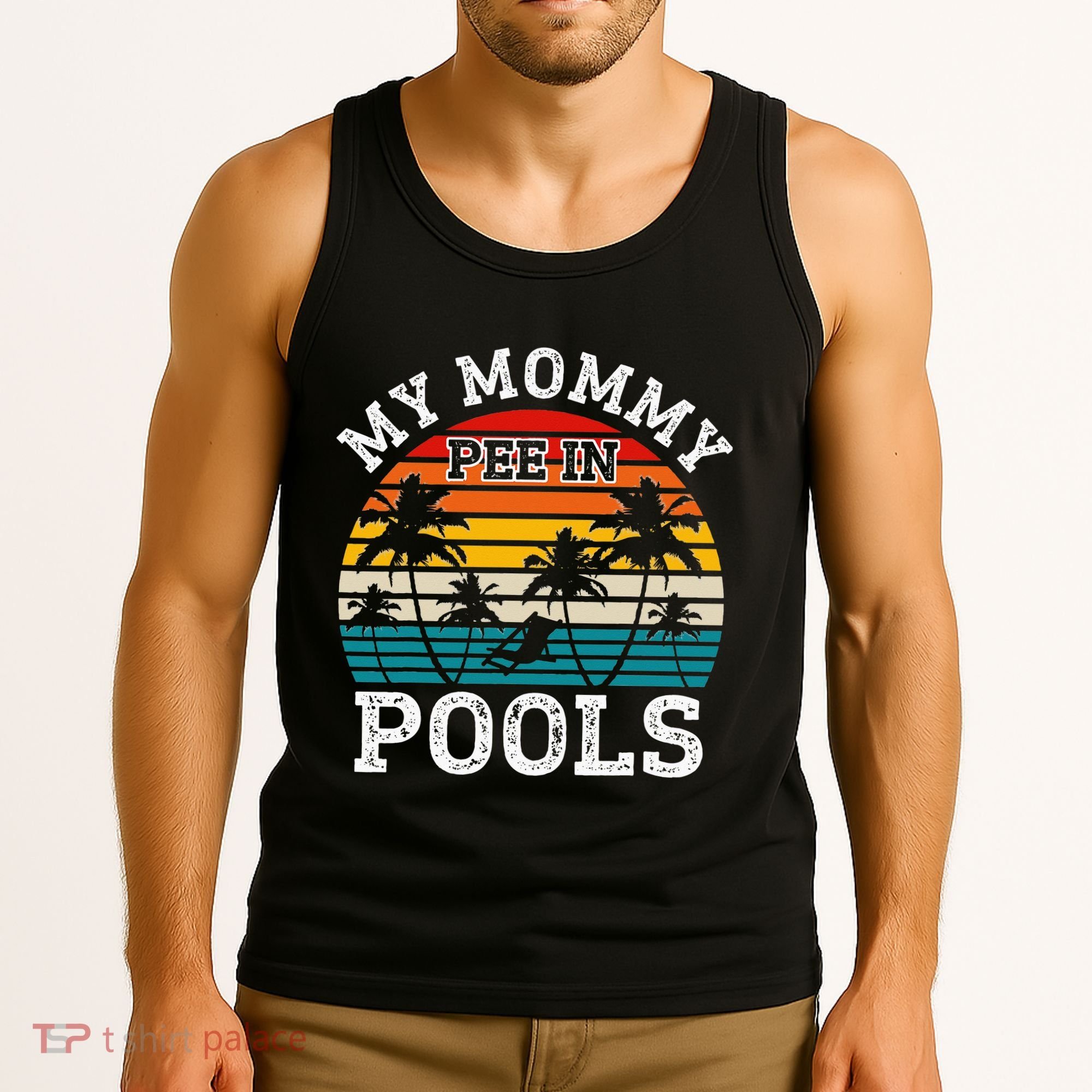 Funny Swimmer Swimming Vacation Retro Mommy Pee In Pools Tank Top