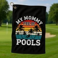 Funny Swimmer Swimming Vacation Retro Mommy Pee In Pools Golf Towel thumb 1