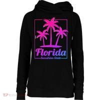 Florida Sunshine State Retro Look Womens Funnel Neck Pullover Hood thumb 0