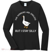 Funny Stay Silly Goose Horrors Are Endless Meme Women's Long Sleeve Shirt thumb 0