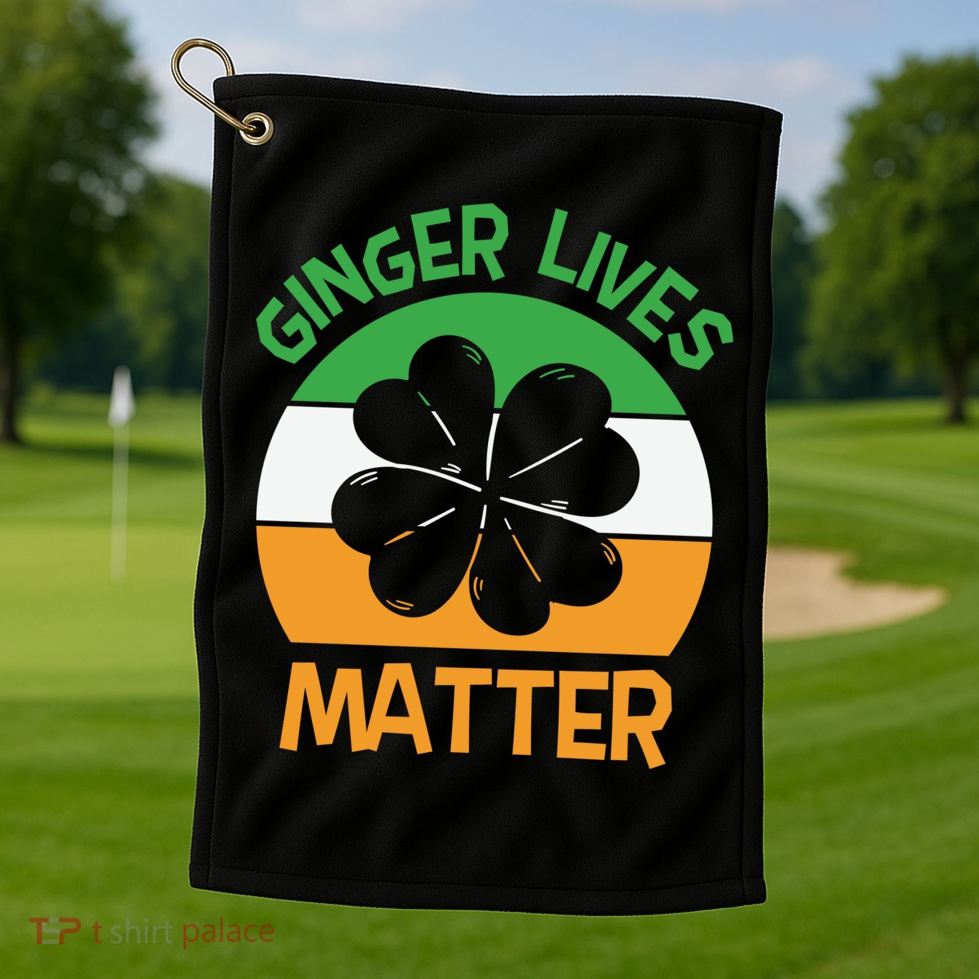 Flag Shamrock St Patricks Day Golf Towel