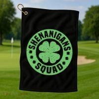 Funny Shenanigans Squad Happy St. Patrick's Day Outfit Golf Towel thumb 1
