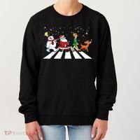 Funny Santa Snowman Elf Reindeer Christmas Abbeys Road Women's Sweatshirt thumb 0
