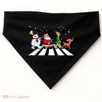 Funny Santa Snowman Elf Reindeer Christmas Abbeys Road USA-Made Doggie Bandana thumb 0