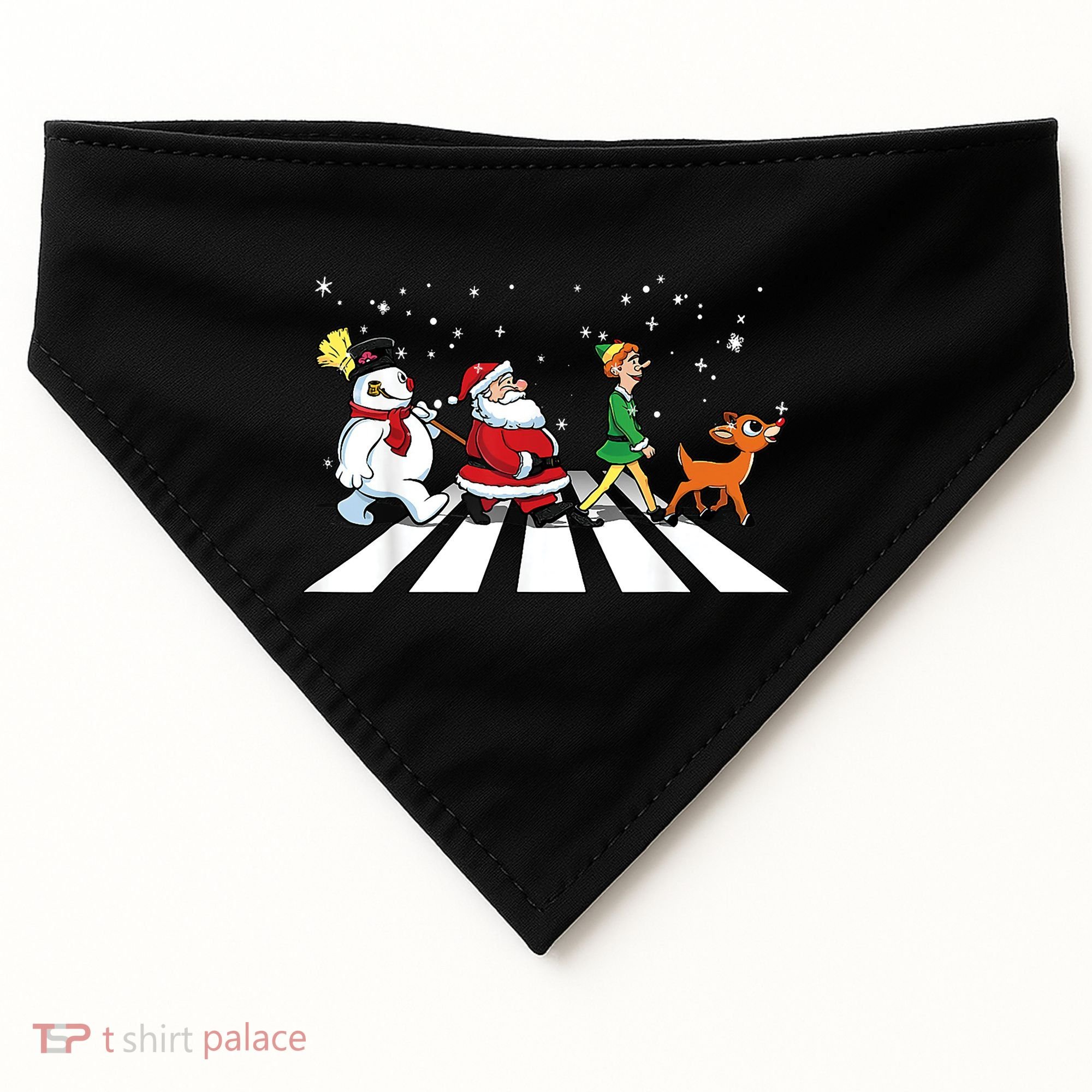 Funny Santa Snowman Elf Reindeer Christmas Abbeys Road USA-Made Doggie Bandana