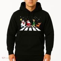 Funny Santa Snowman Elf Reindeer Christmas Abbeys Road Hoodie thumb 2