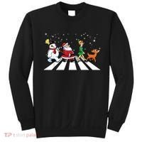 Funny Santa Snowman Elf Reindeer Christmas Abbeys Road Sweatshirt thumb 0
