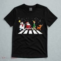 Funny Santa Snowman Elf Reindeer Christmas Abbeys Road T-Shirt thumb 5