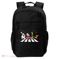 Funny Santa Snowman Elf Reindeer Christmas Abbeys Road Backpack thumb 0