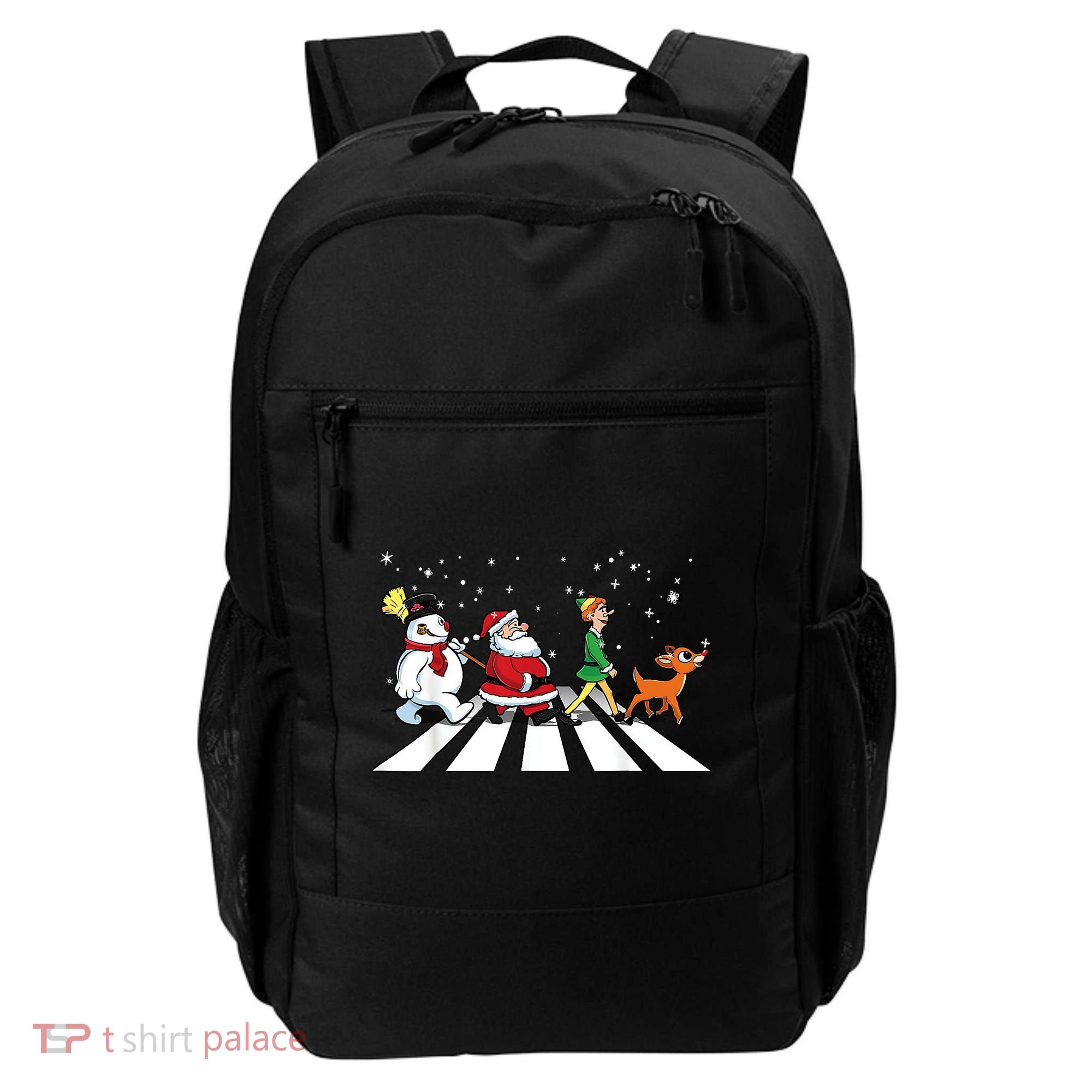 Funny Santa Snowman Elf Reindeer Christmas Abbeys Road Backpack