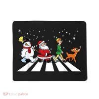 Funny Santa Snowman Elf Reindeer Christmas Abbeys Road Mousepad thumb 0