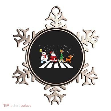 Funny Santa Snowman Elf Reindeer Christmas Abbeys Road Ornament