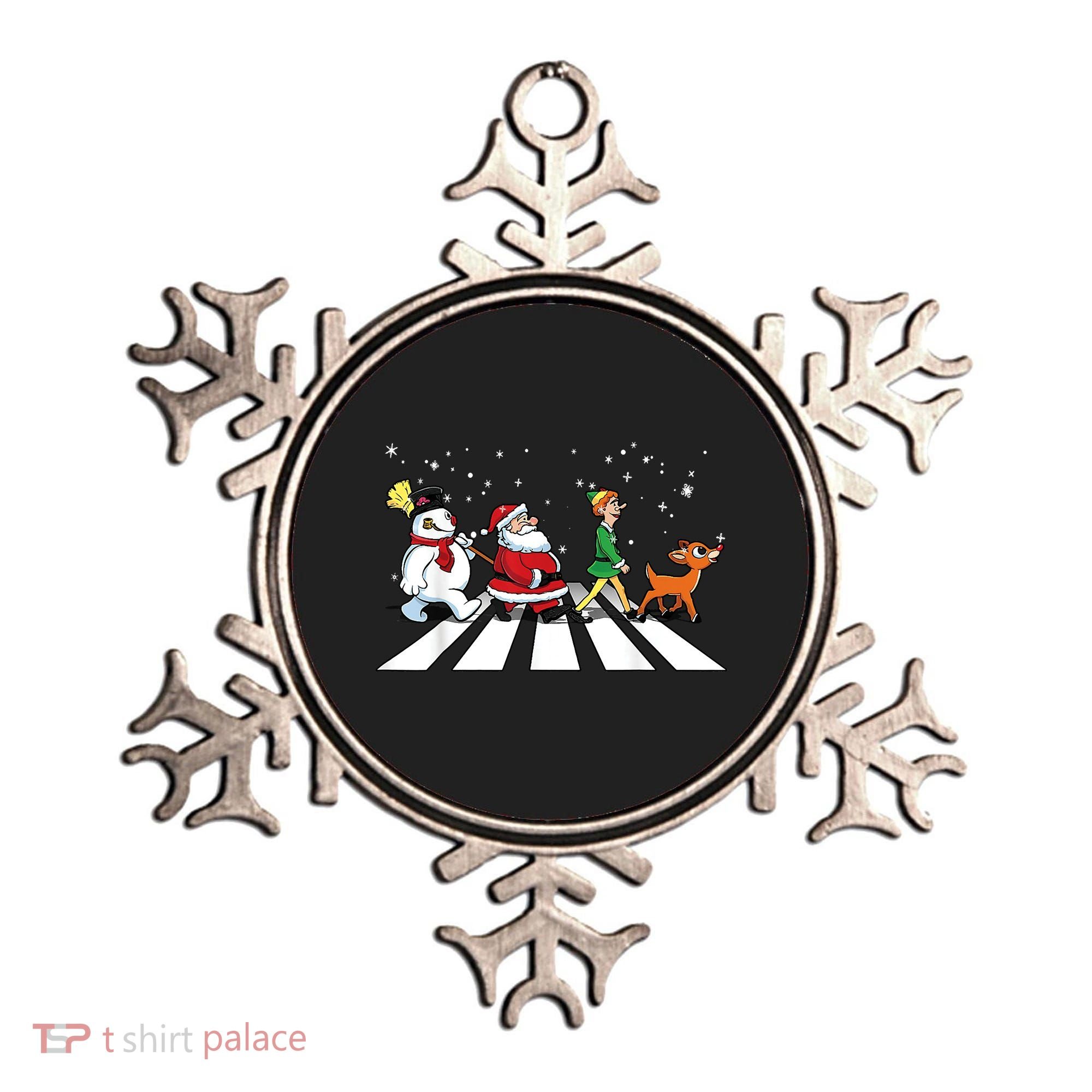 Funny Santa Snowman Elf Reindeer Christmas Abbeys Road Ornament