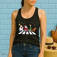Funny Santa Snowman Elf Reindeer Christmas Abbeys Road Women's Tank Top thumb 2