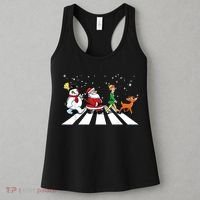 Funny Santa Snowman Elf Reindeer Christmas Abbeys Road Women's Tank Top thumb 3