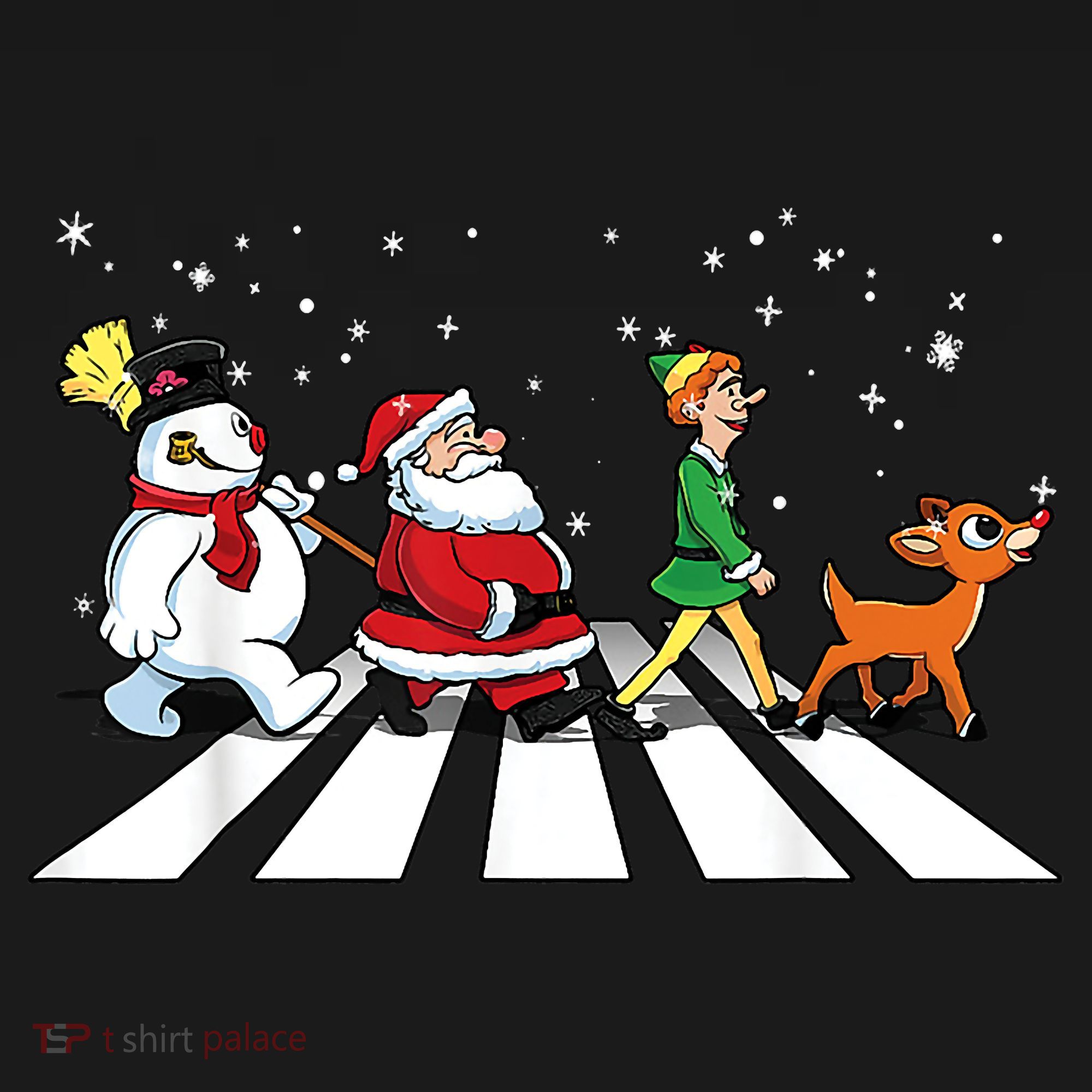 Funny Santa Snowman Elf Reindeer Christmas Abbeys Road Women's Tank Top