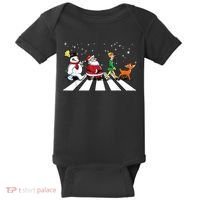 Funny Santa Snowman Elf Reindeer Christmas Abbeys Road Baby Bodysuit thumb 0