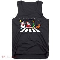 Funny Santa Snowman Elf Reindeer Christmas Abbeys Road Tank Top thumb 0
