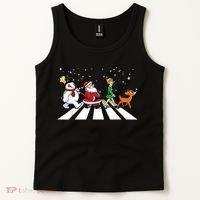 Funny Santa Snowman Elf Reindeer Christmas Abbeys Road Tank Top thumb 2