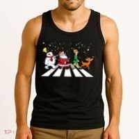 Funny Santa Snowman Elf Reindeer Christmas Abbeys Road Tank Top thumb 3